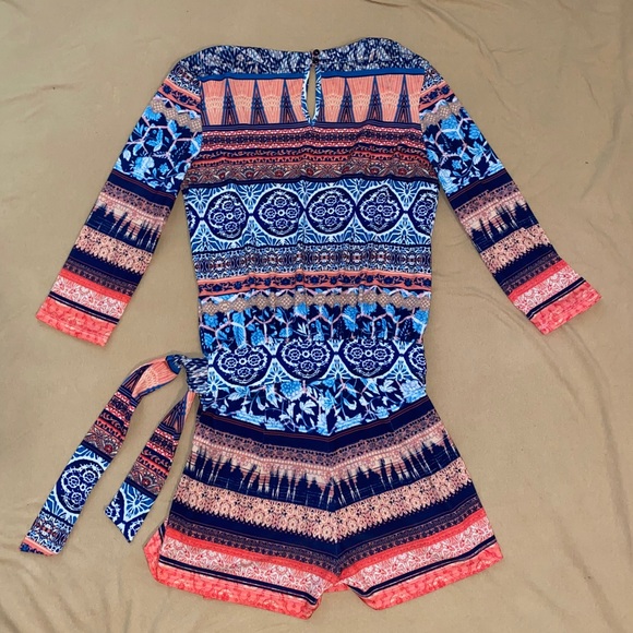 Bebe Tropical Tribal Print Romper - Picture 2 of 6